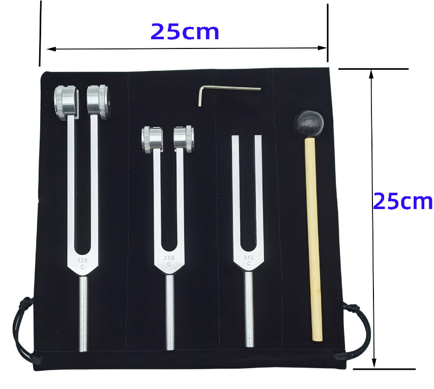 Body Therapy Tuning Fork Set (128 Hz, 256 Hz, 512 Hz)