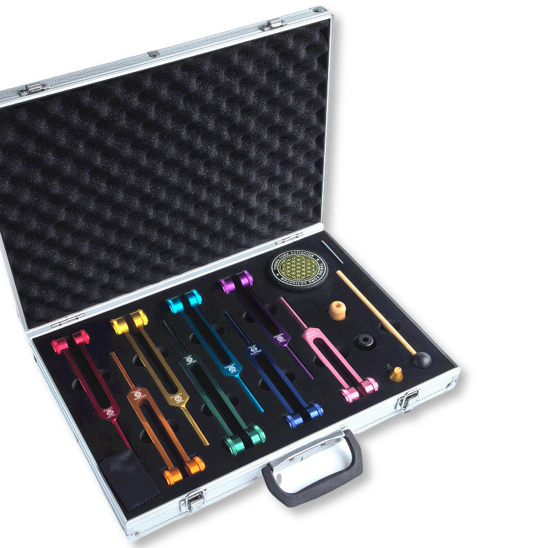 8-Piece Sound Meditation Tuning Fork Set - Cosmic Octave Frequencies - Premium Aluminum