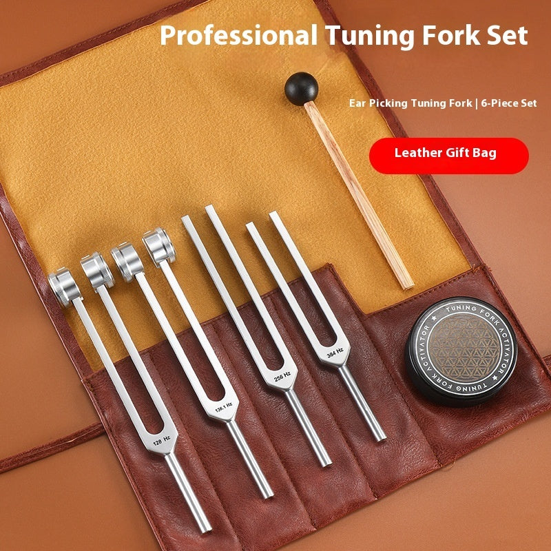 Premium 6-Piece Tuning Fork Set for Sound & Vibrational Therapy – With Leather Gift Bag