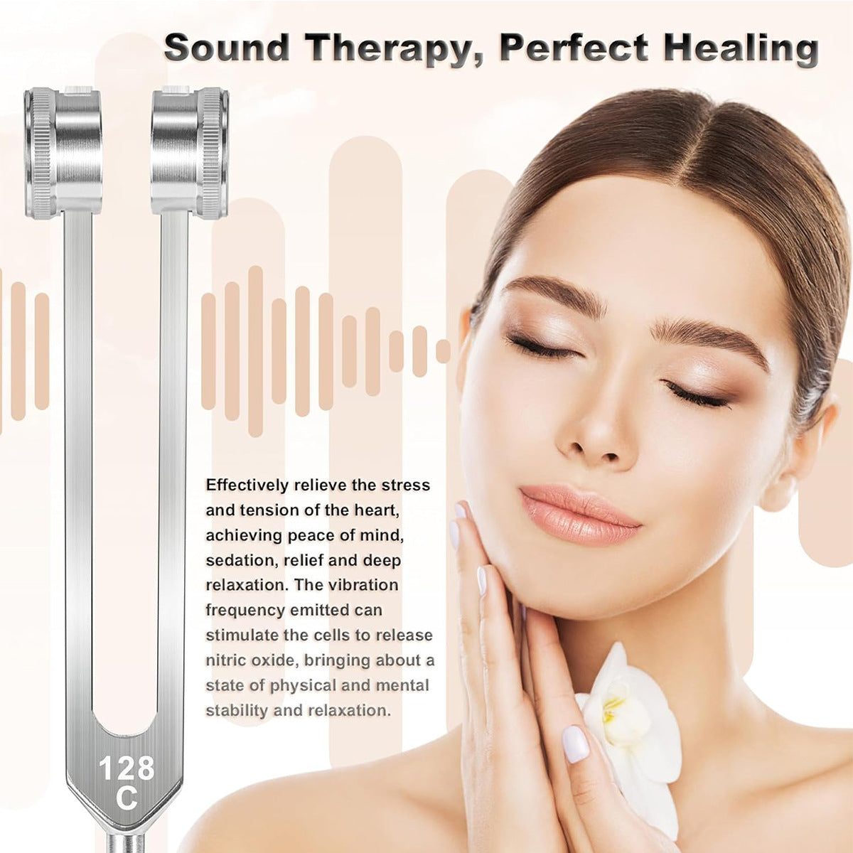 128 Hz Tuning Fork Weighted Bio-Acoustic Tuning Fork For Healing Chakra,Sound Therapy,Reliever Stress