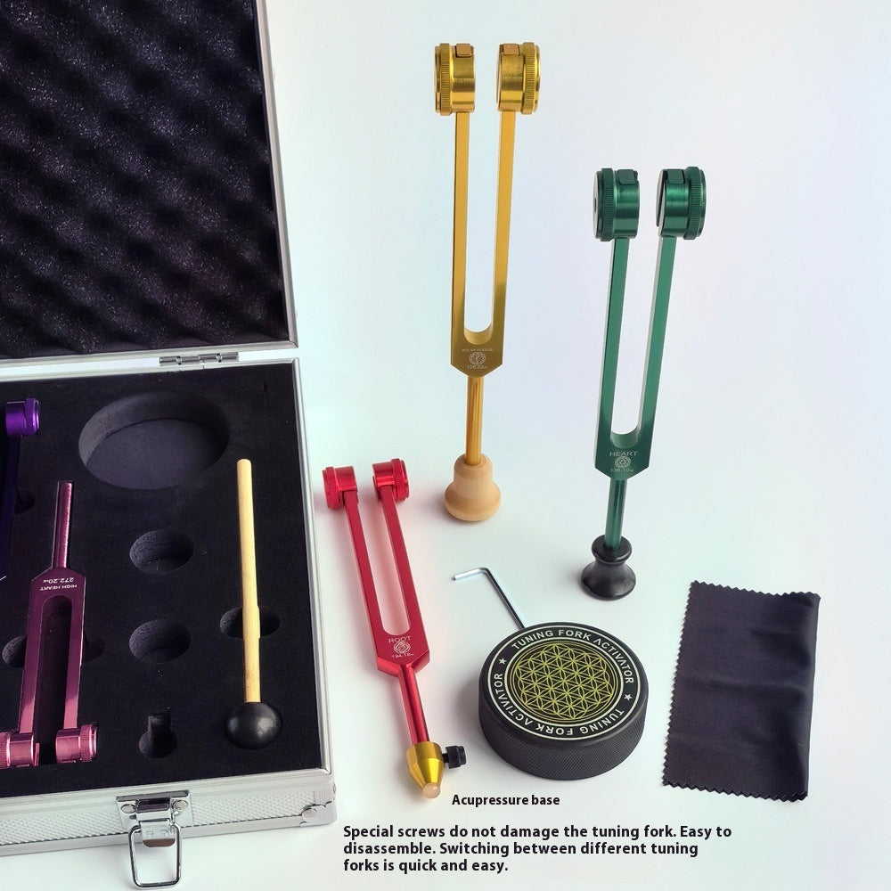 8-Piece Sound Meditation Tuning Fork Set - Cosmic Octave Frequencies - Premium Aluminum