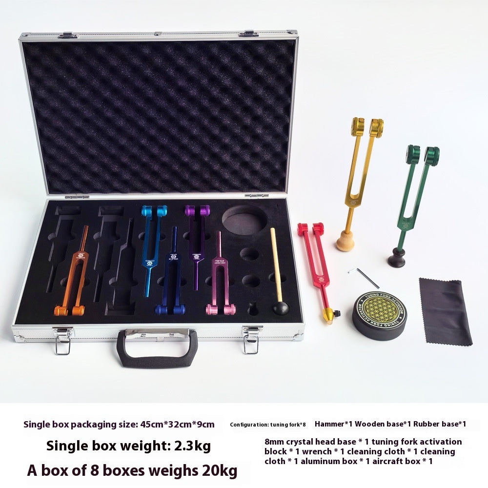 8-Piece Sound Meditation Tuning Fork Set - Cosmic Octave Frequencies - Premium Aluminum